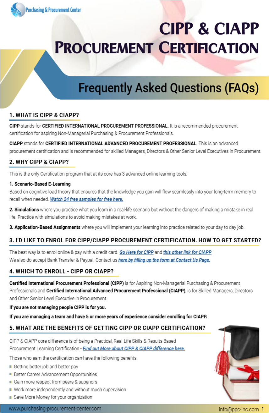 Find Out Answers to the Most Common or Frequently Asked Questions You Might Have for CIPP & CIAPP Procurement Certification